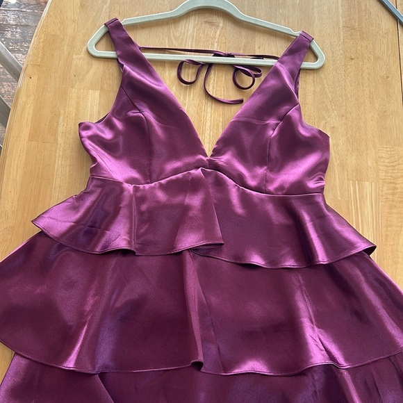 Magenta Ruffle Party Dress - Picture 3 of 4